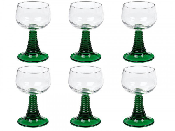 Römerglas mit grünem Stiel, 6 Stück
